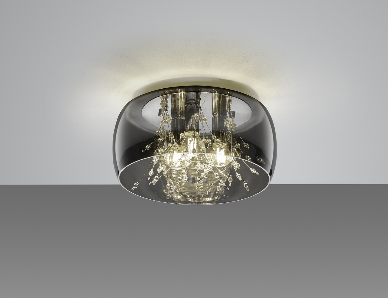 Plafoniera Crystel, TRIO, 34x17.5 cm, 28W, 3x E14, sticla, argintiu - imagine 5